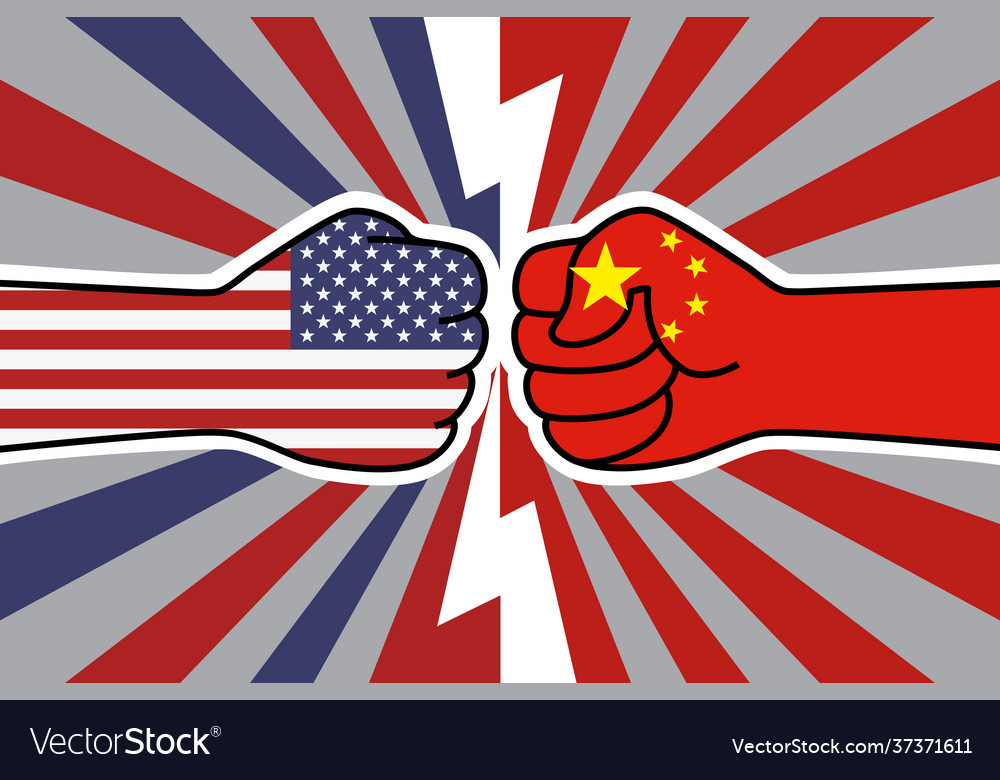 Usa china trade war us flag fist vs Royalty Free Vector