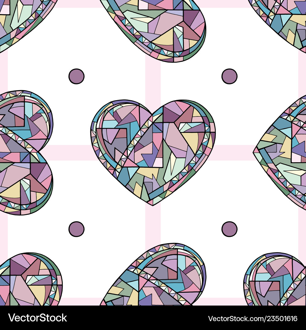 Hearts hand drawn seamless pattern Royalty Free Vector Image