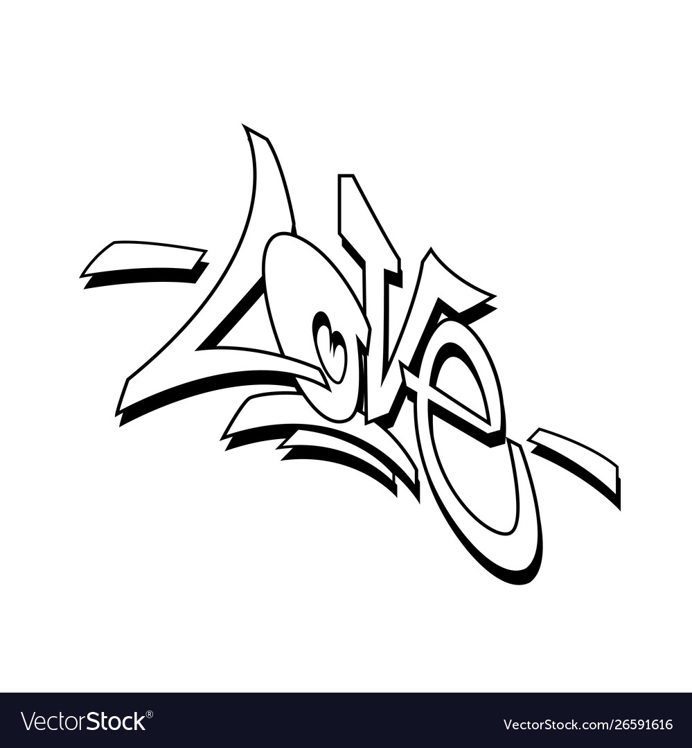 Love word drawn hand in graffiti style