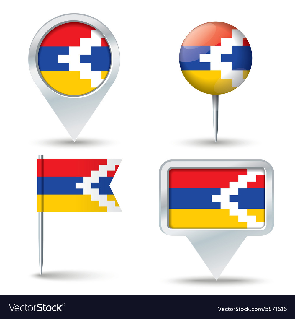 Map Pins With Flag Of Nagorno Karabakh Republic Vector Image