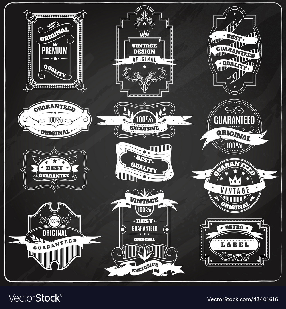 Retro emblems set chalk blackboard