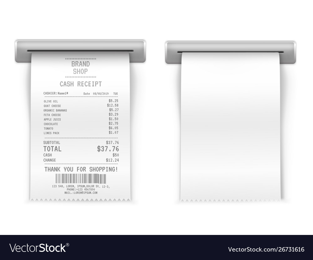 Download Sales Printed Receipt Mockup Royalty Free Vector Image