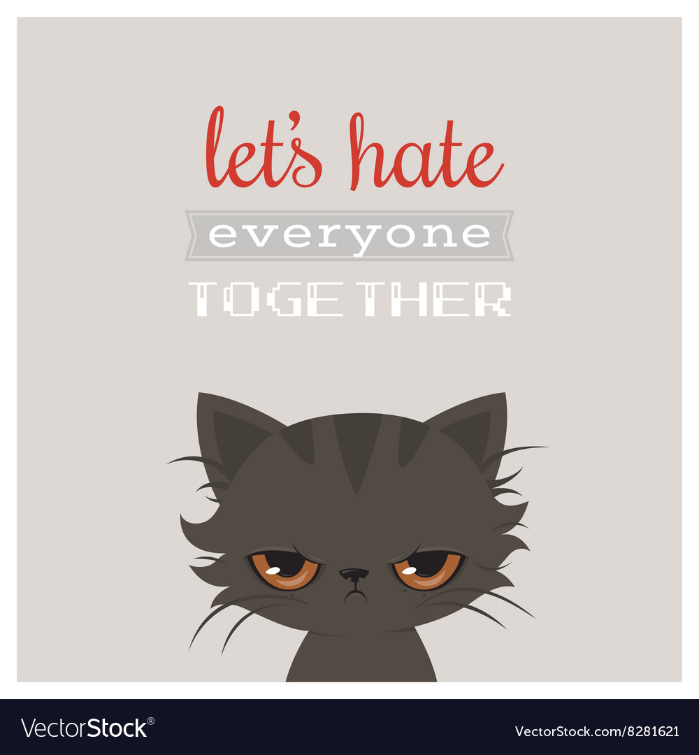 Angry cat cartoon cute grumpy Royalty Free Vector Image