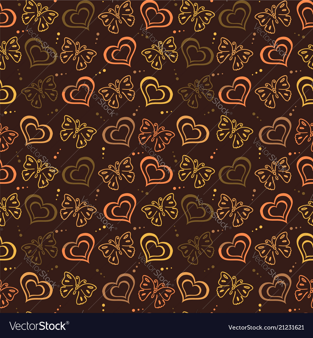 Butterfly love hand drawn pattern with brown color