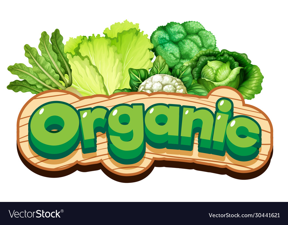 Font design for word organic with fresh vegetables