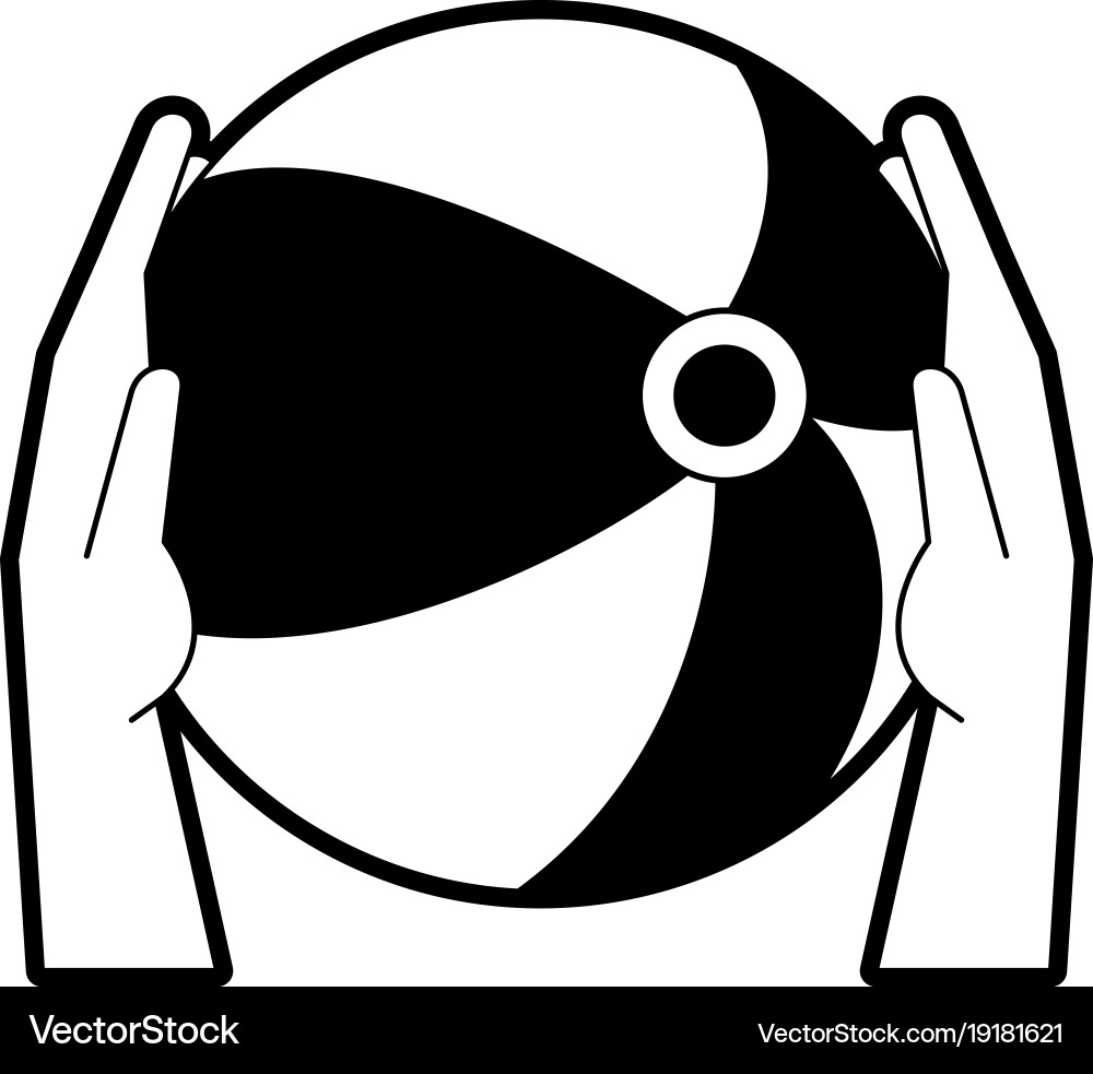 Hands holding beach ball Royalty Free Vector Image