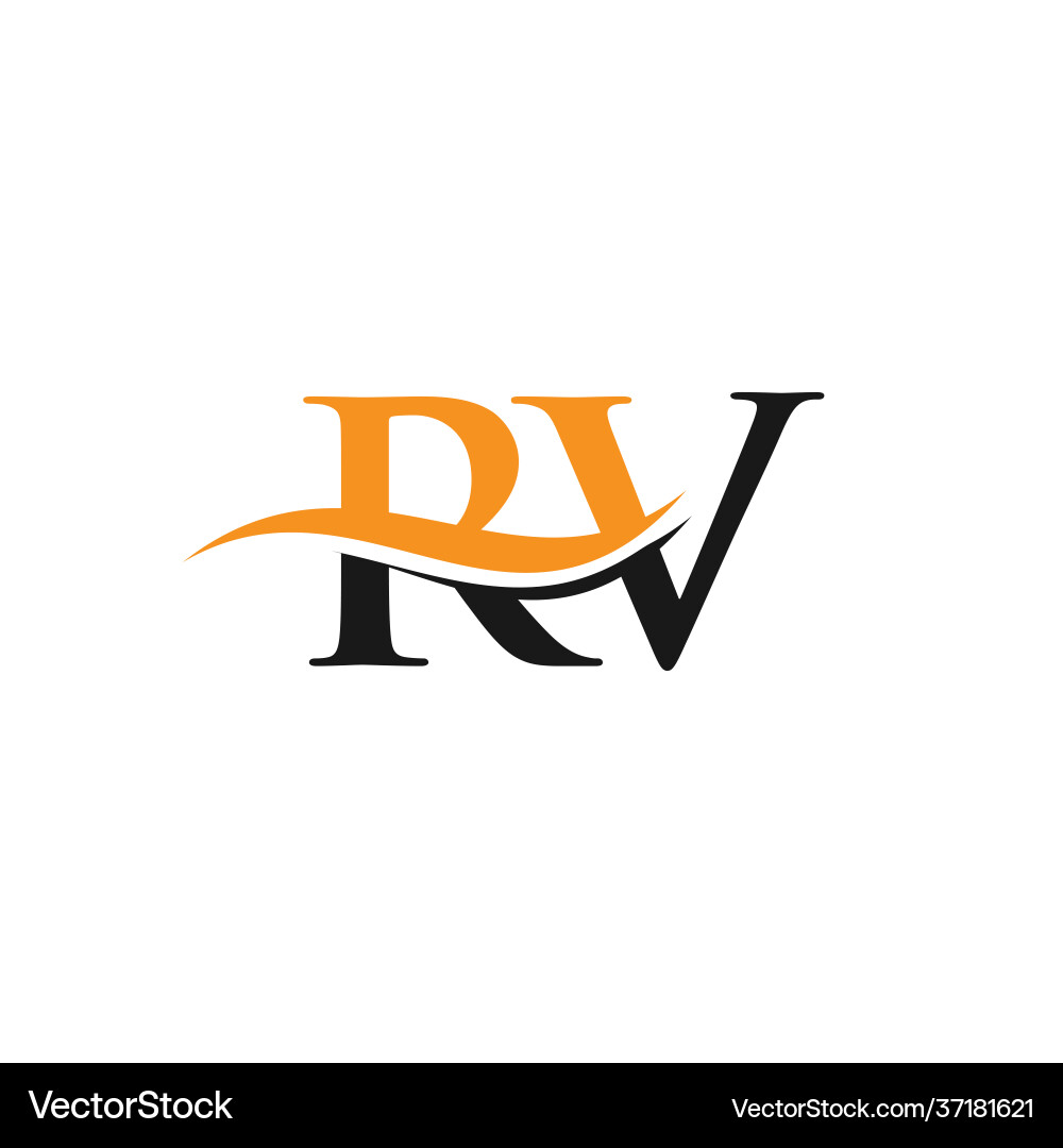 Initial rv letter linked logo template Royalty Free Vector