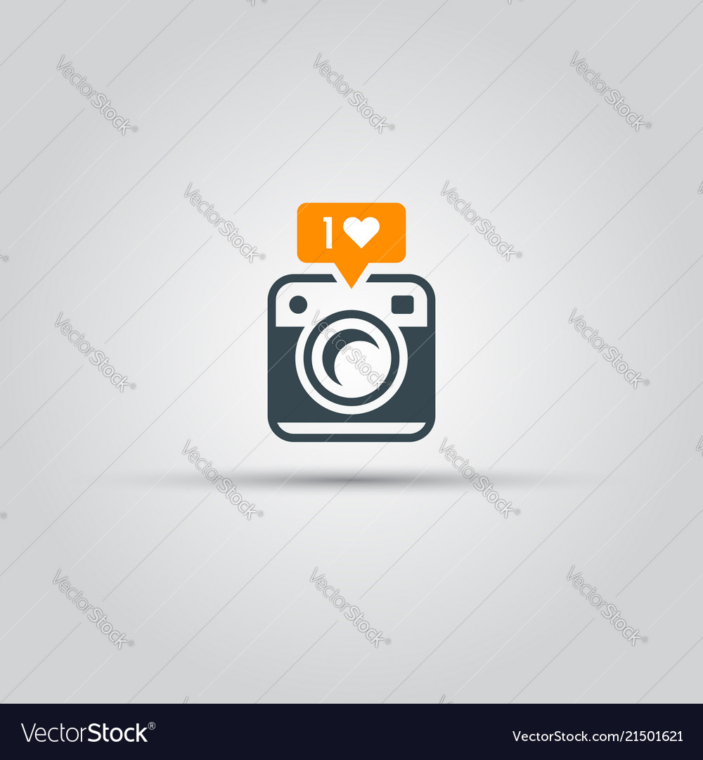 Retro camera with like notification icon Vector Image
