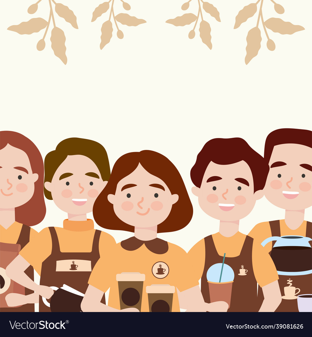 Baristas with coffee drinks Royalty Free Vector Image