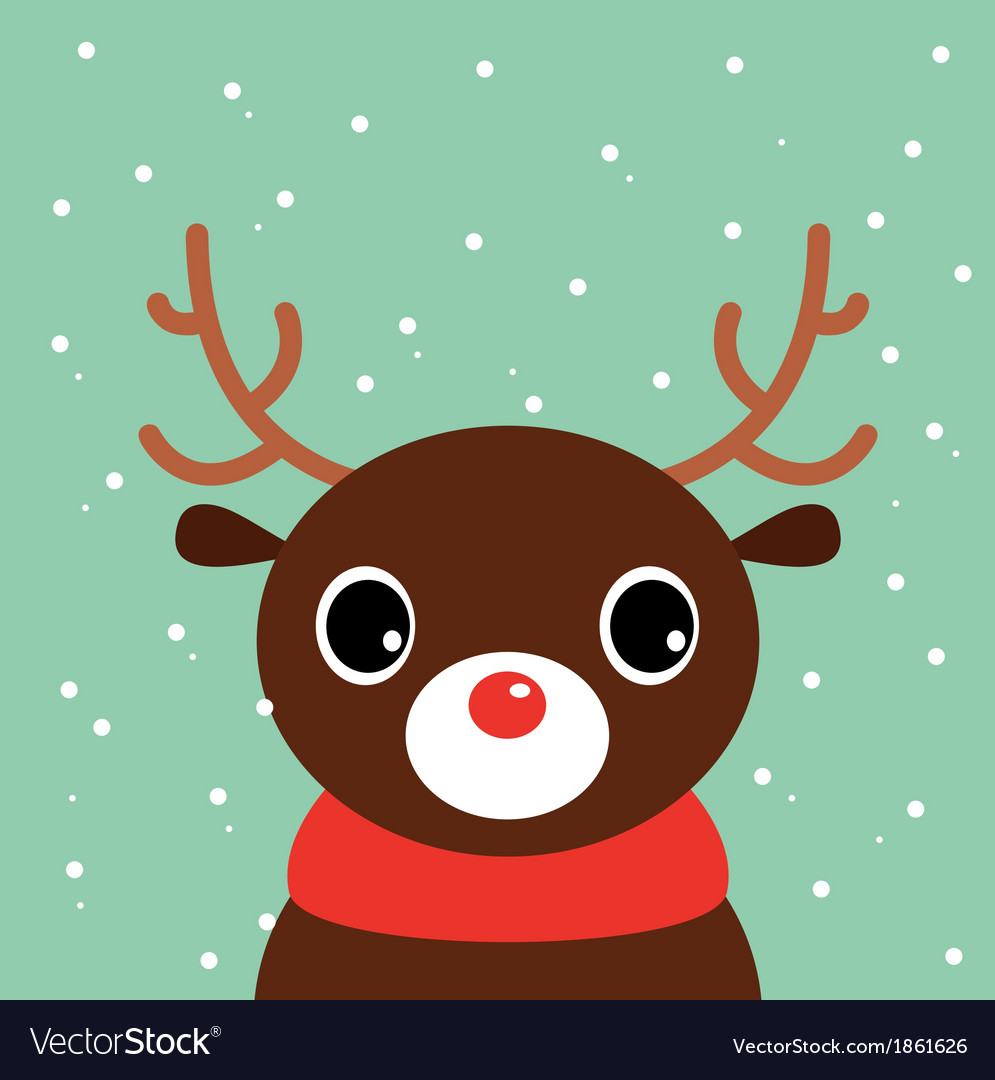 Download Cute cartoon christmas deer on snowing background Vector Image