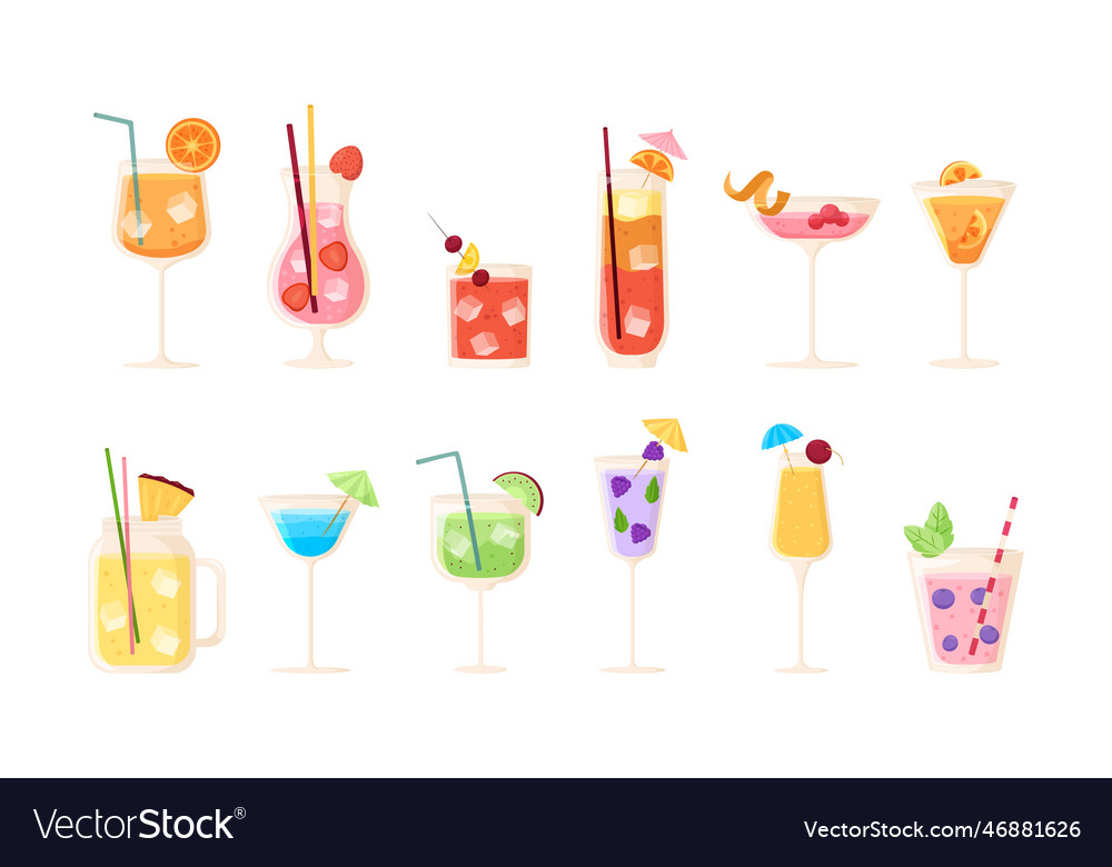 Fresh summer drinks lemonade juice and cocktail Vector Image