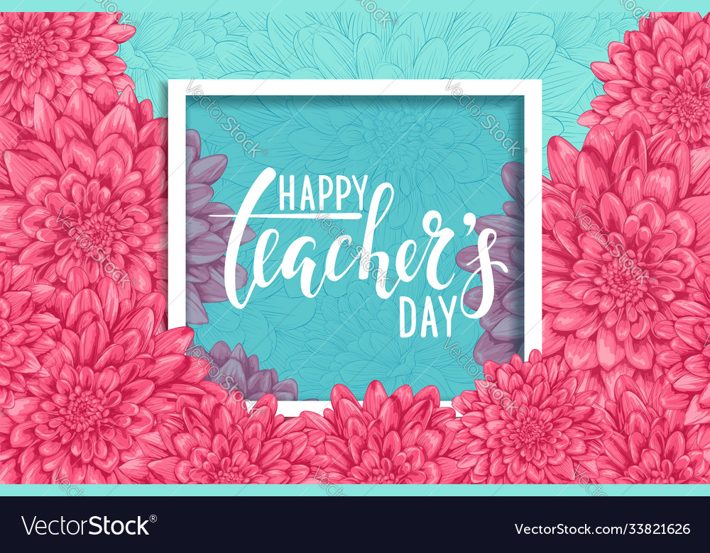 Happy Teachers Day Hand Drawn Brush Pen Lettering Vector Image