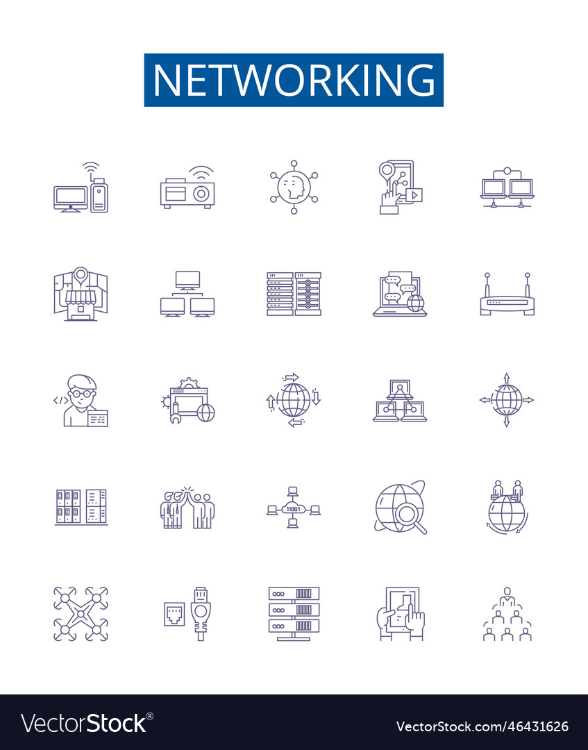 Networking line icons signs set design collection Vector Image