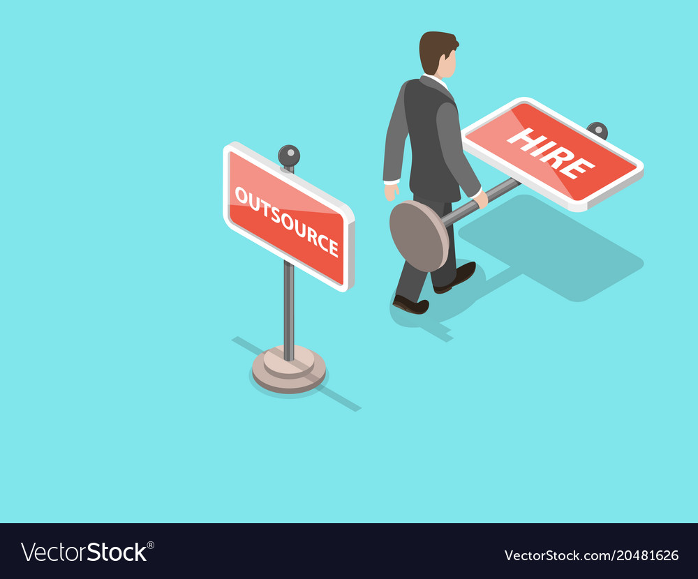 Outsource flat isometric concept Royalty Free Vector Image