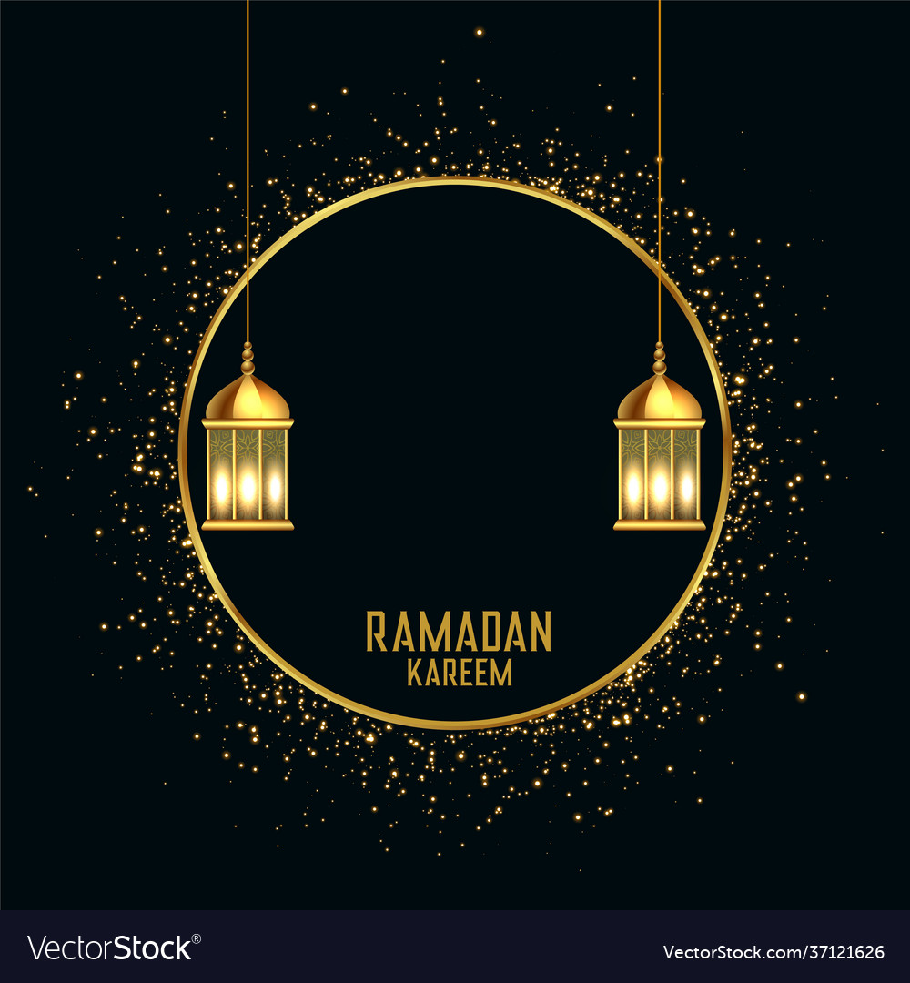 Ramadan Kareem Golden Greeting With Text Space Vector Image