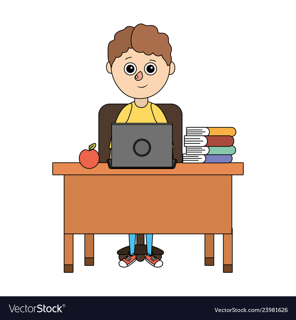 School student boy cartoon Royalty Free Vector Image