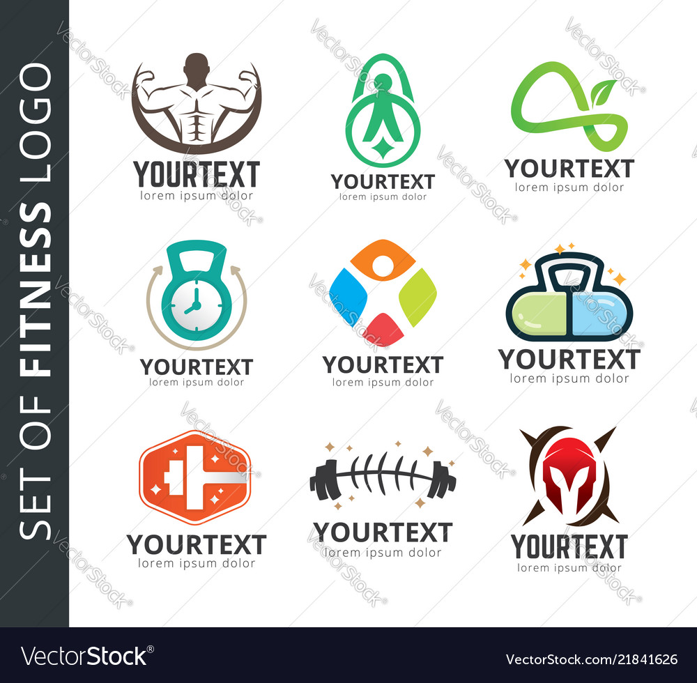 Set of fitness and sport logo Royalty Free Vector Image