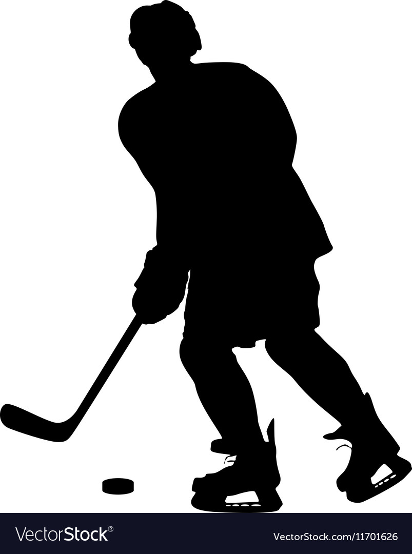 Silhouette of hockey player isolated on white Vector Image