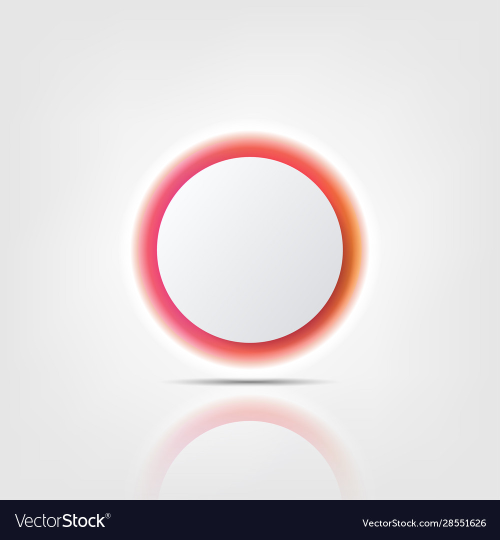 White circle with colorful glow and reflection Vector Image