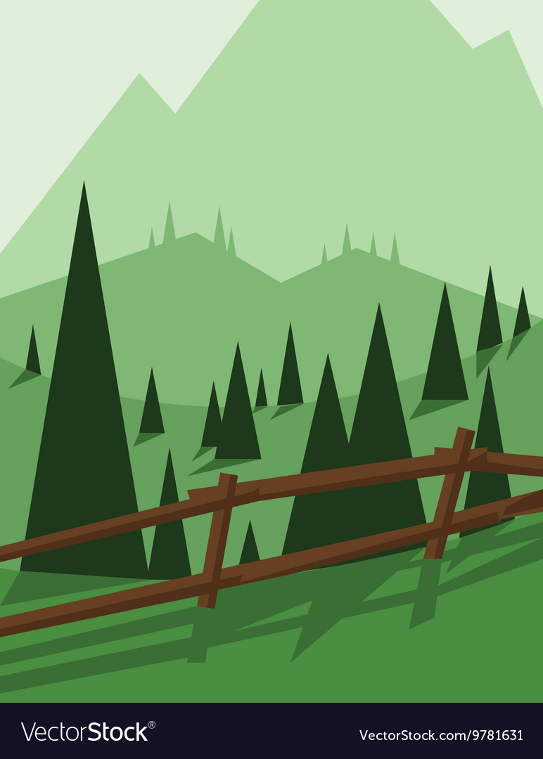 Abstract landscape design with green trees Vector Image