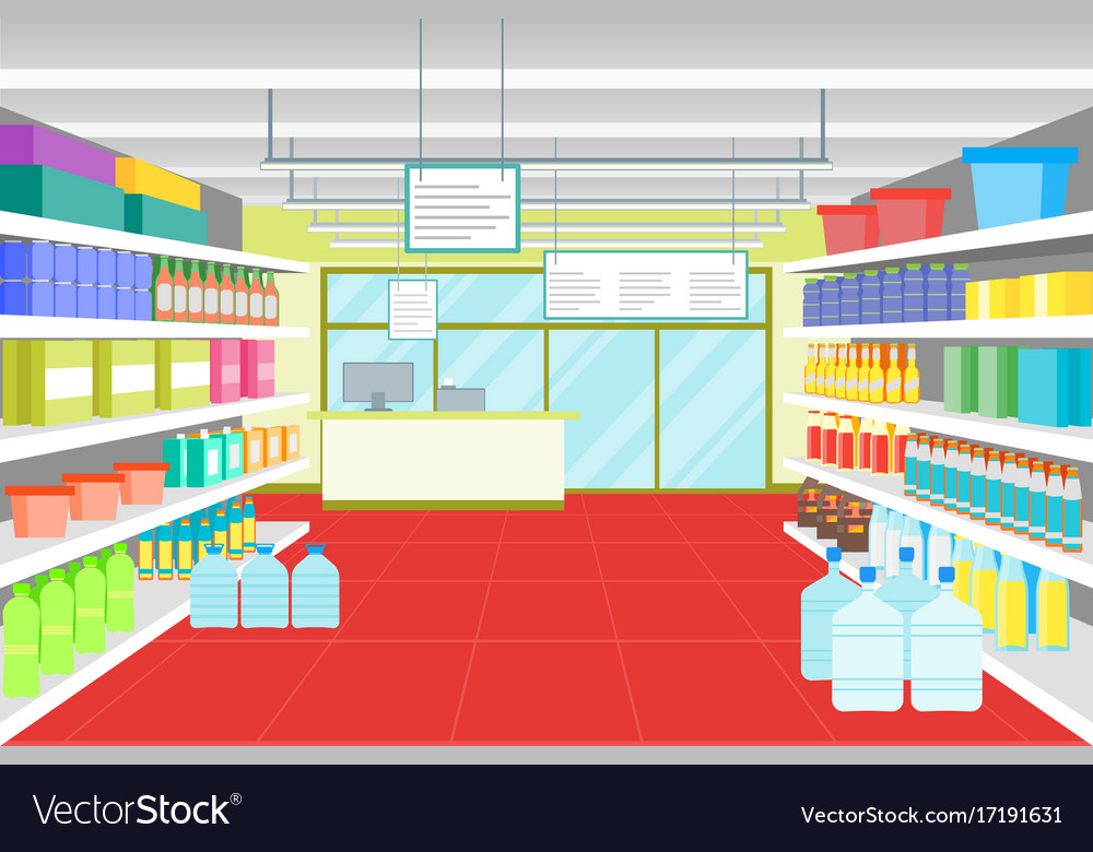 Cartoon Interior Shop Or Supermarket Royalty Free Vector