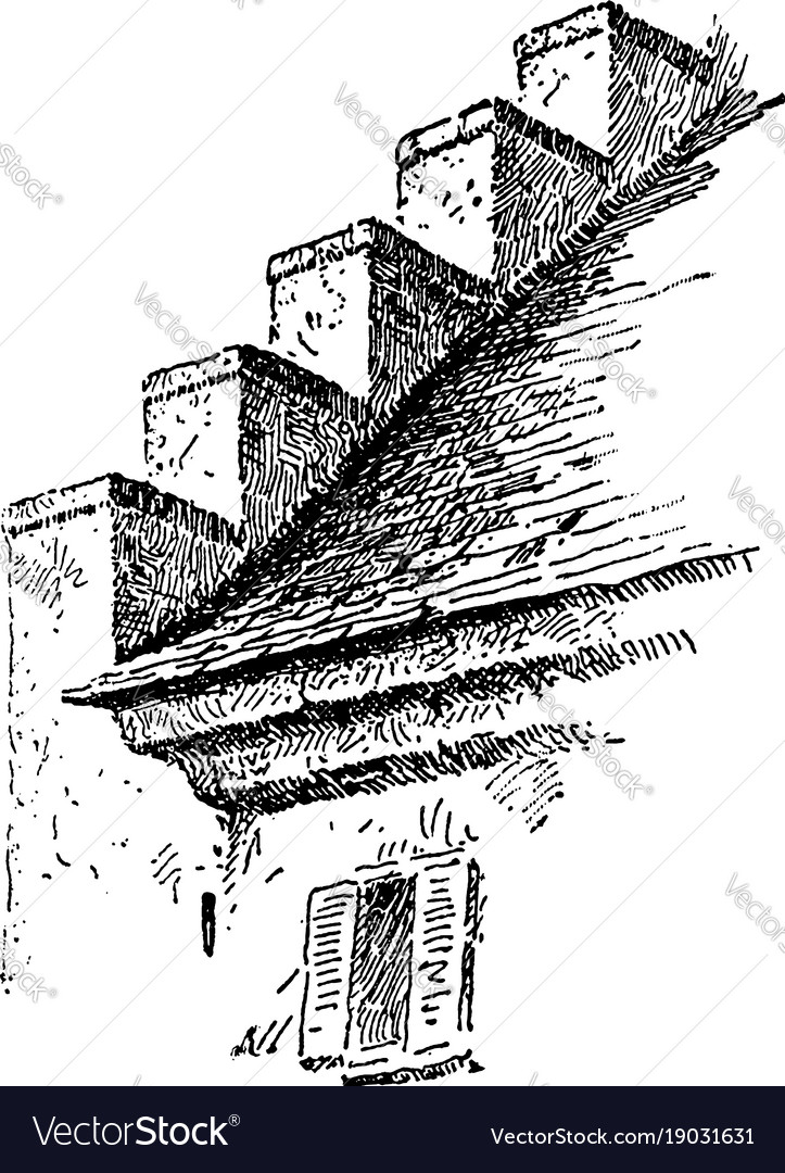 Corbel Steps Building Method Vintage Engraving Vector Image