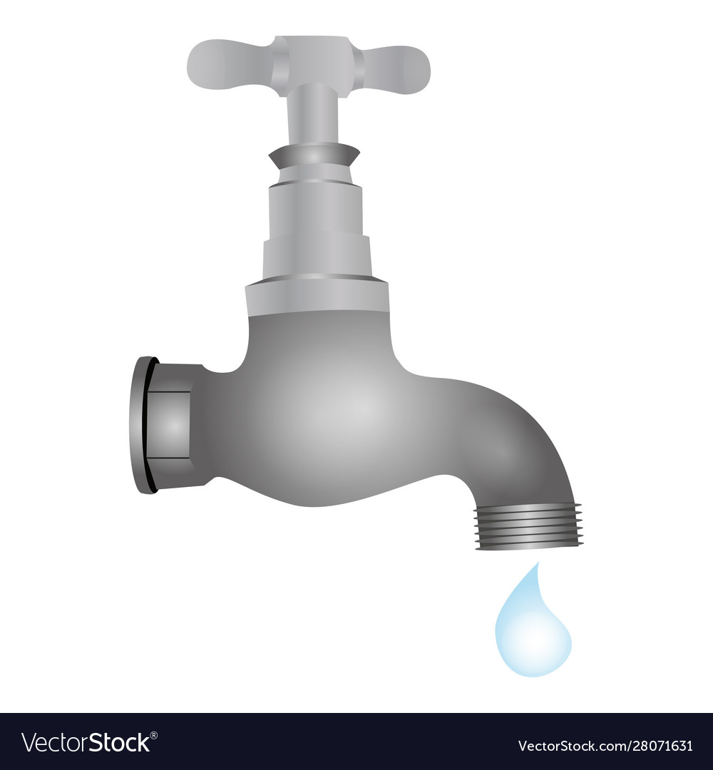 Cute cartoon water tap with falling drop isolated Vector Image Cute cartoon water tap with falling drop isolated Vector Image
