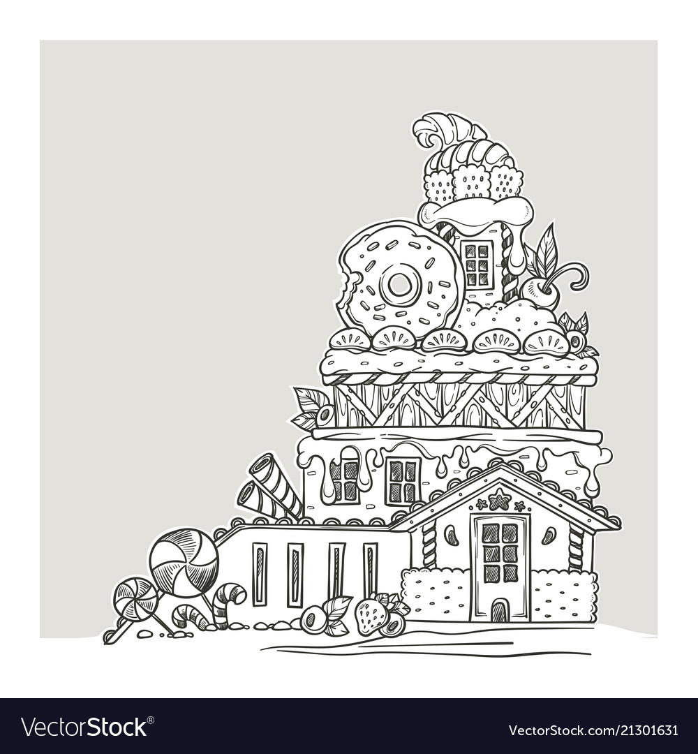 Gingerbread House Lovely Cartoon Castle Made Vector Image