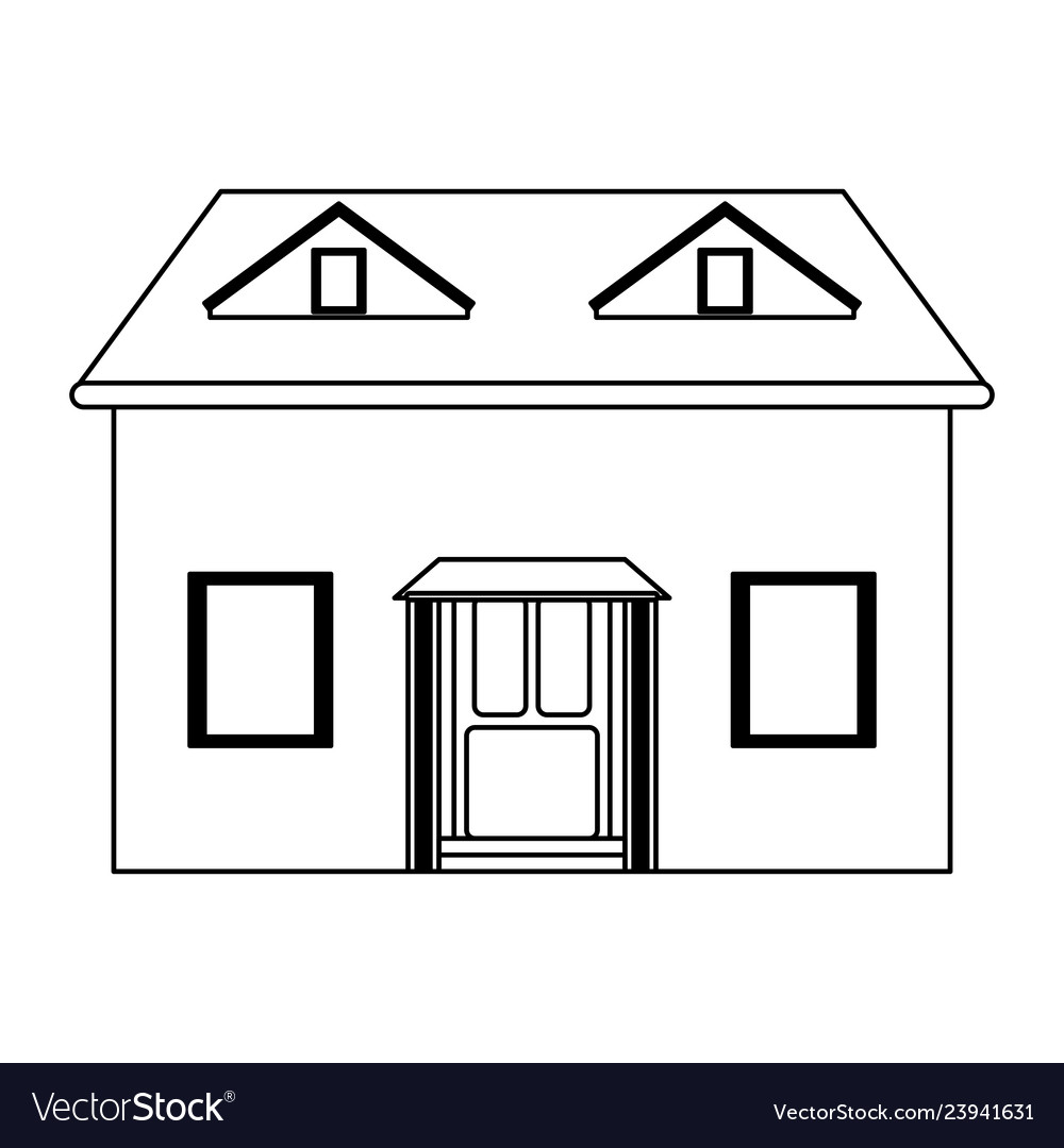 House real estate cartoon isolated black and white