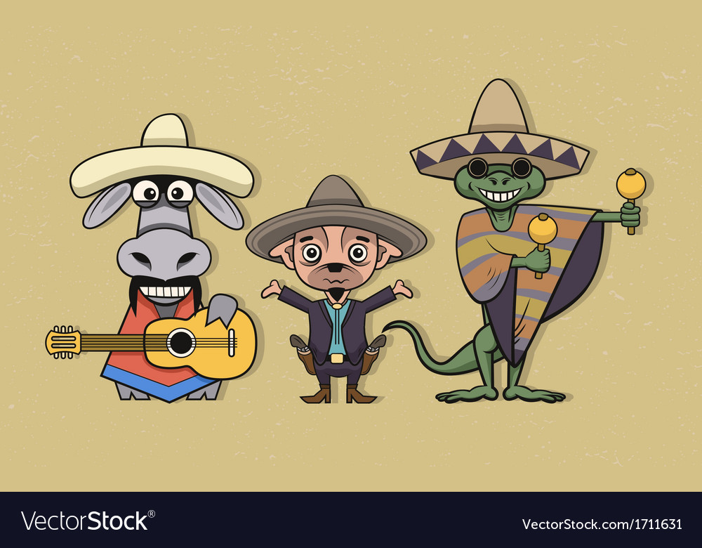 Mexican cartoon characters Royalty Free Vector Image