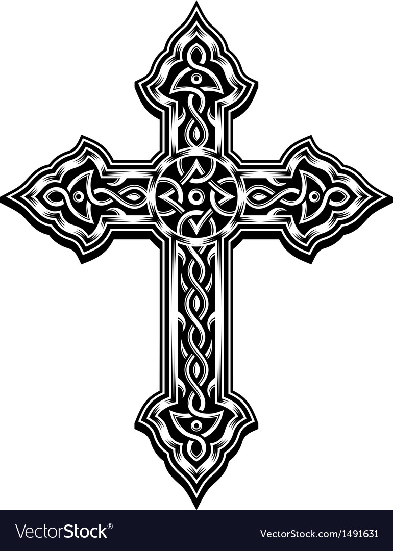 Download Ornate christian cross Royalty Free Vector Image