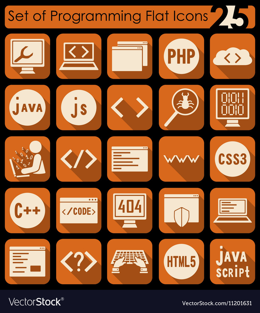 Set of programming icons Royalty Free Vector Image