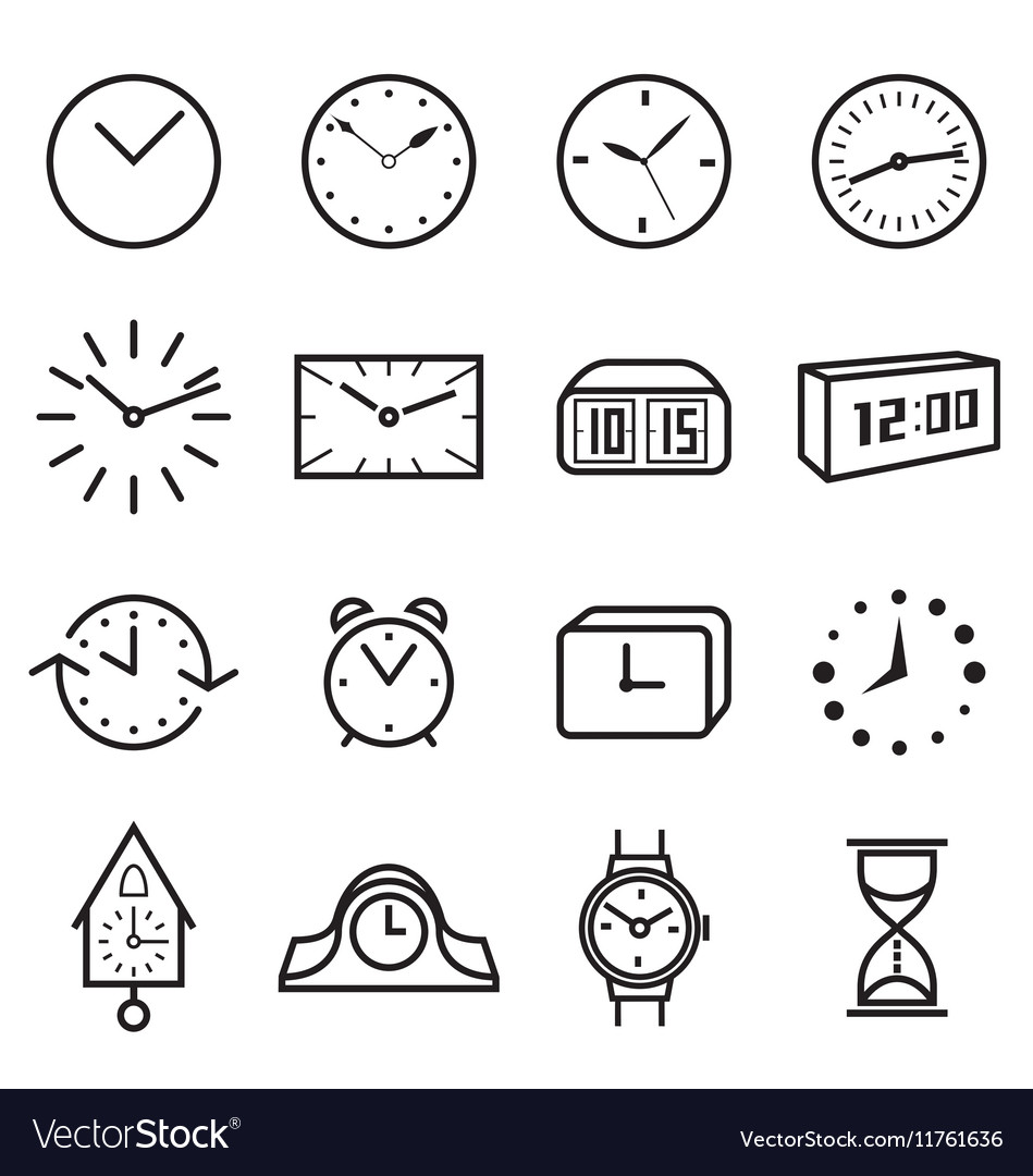 Clock icons Royalty Free Vector Image - VectorStock