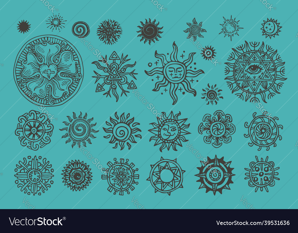 Collection of various occult symbols Royalty Free Vector