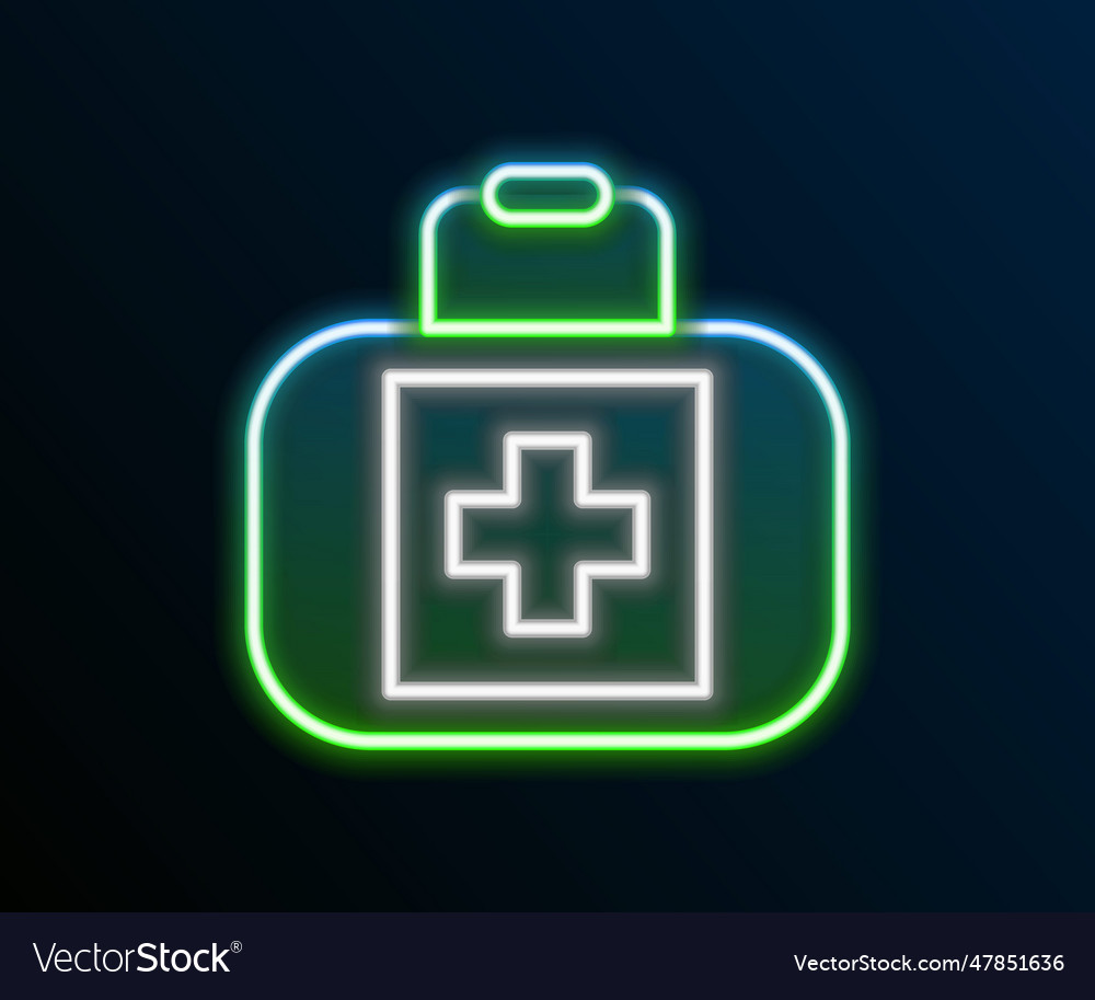 Glowing Neon Line First Aid Kit Icon Isolated Vector Image