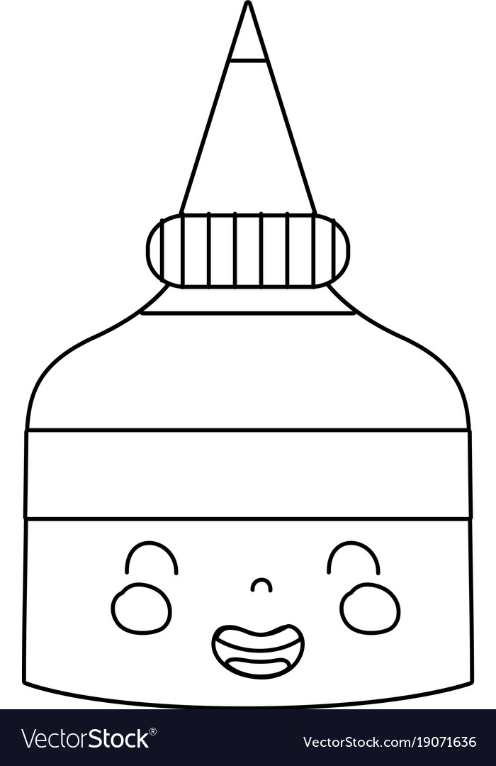 Line kawaii cute smile glue bottle Royalty Free Vector Image