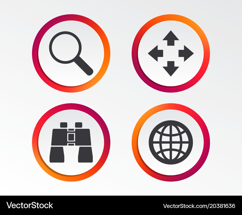 Magnifier glass and globe signs fullscreen Vector Image