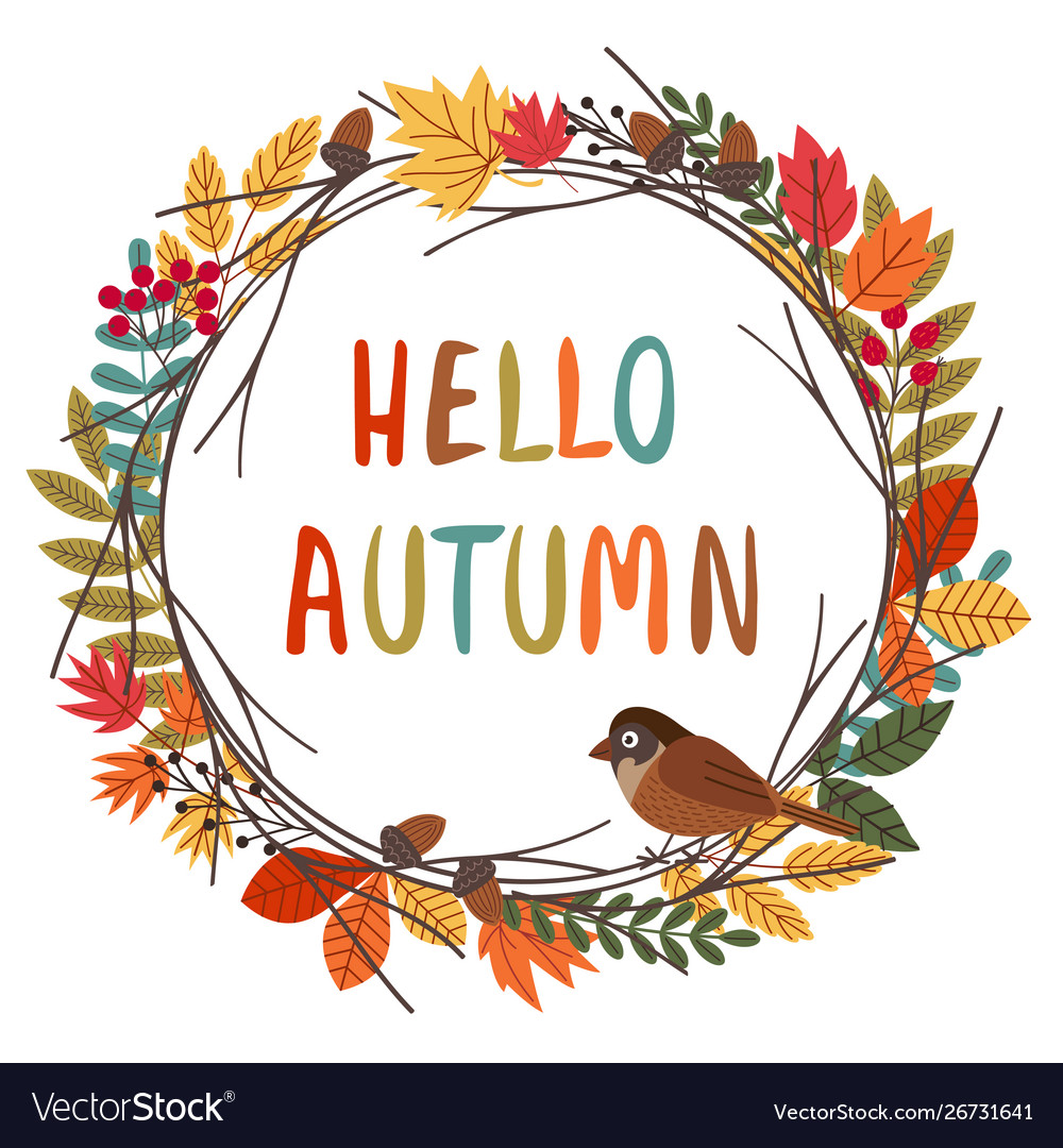 Basic Rgbcard Design With Autumn Colorful Frame Vector Image