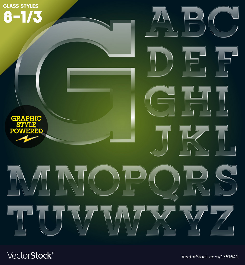 Glass Font Powered Graphic Styles Royalty Free Vector Image