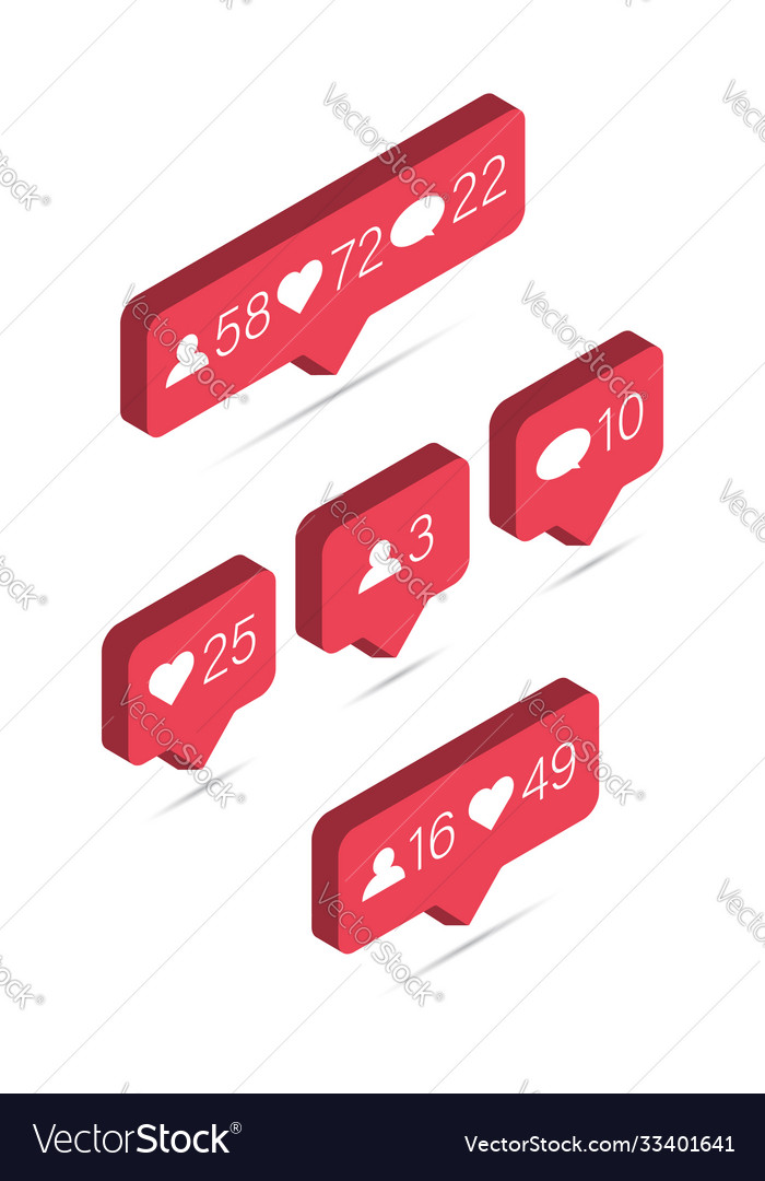 Icon 3d like isometric media bubble with heart vector image Icon 3d like isometric media bubble with heart