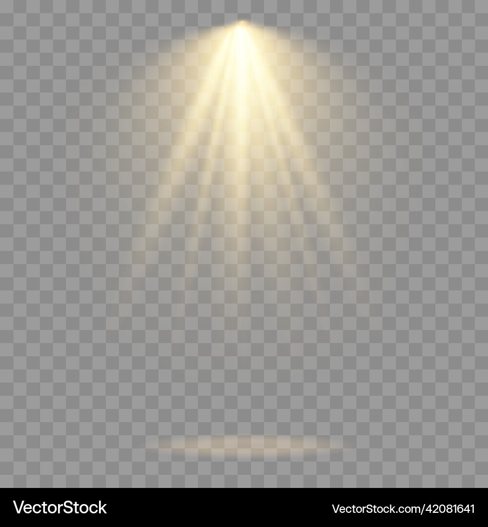 Spotlight projector light effect with yellow rays Vector Image