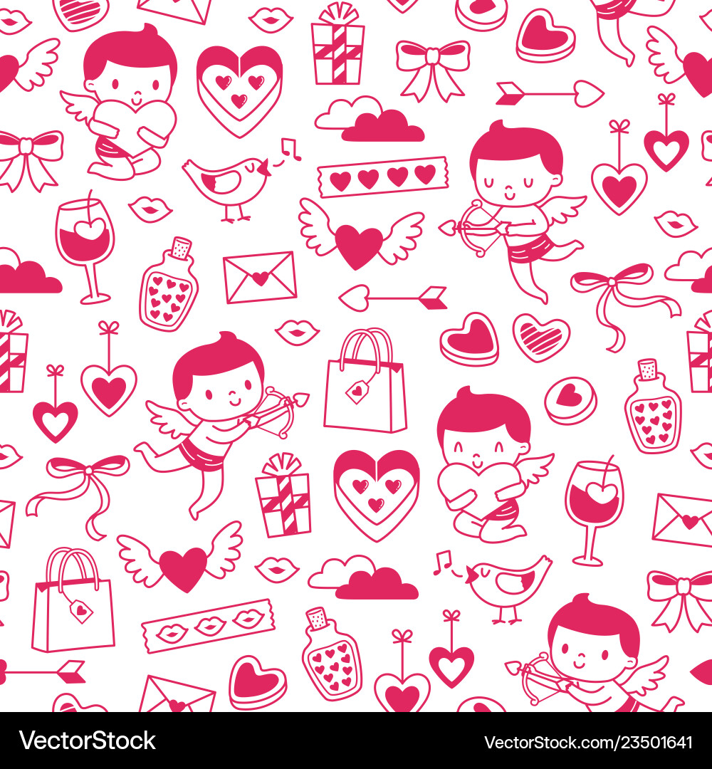 Valentines hand drawn pattern Royalty Free Vector Image