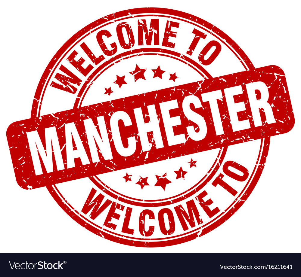 Welcome to manchester red round vintage stamp Vector Image