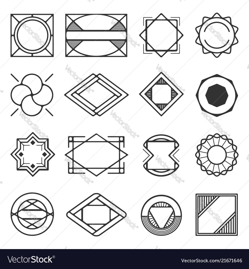 Collection universal black geometric shapes Vector Image