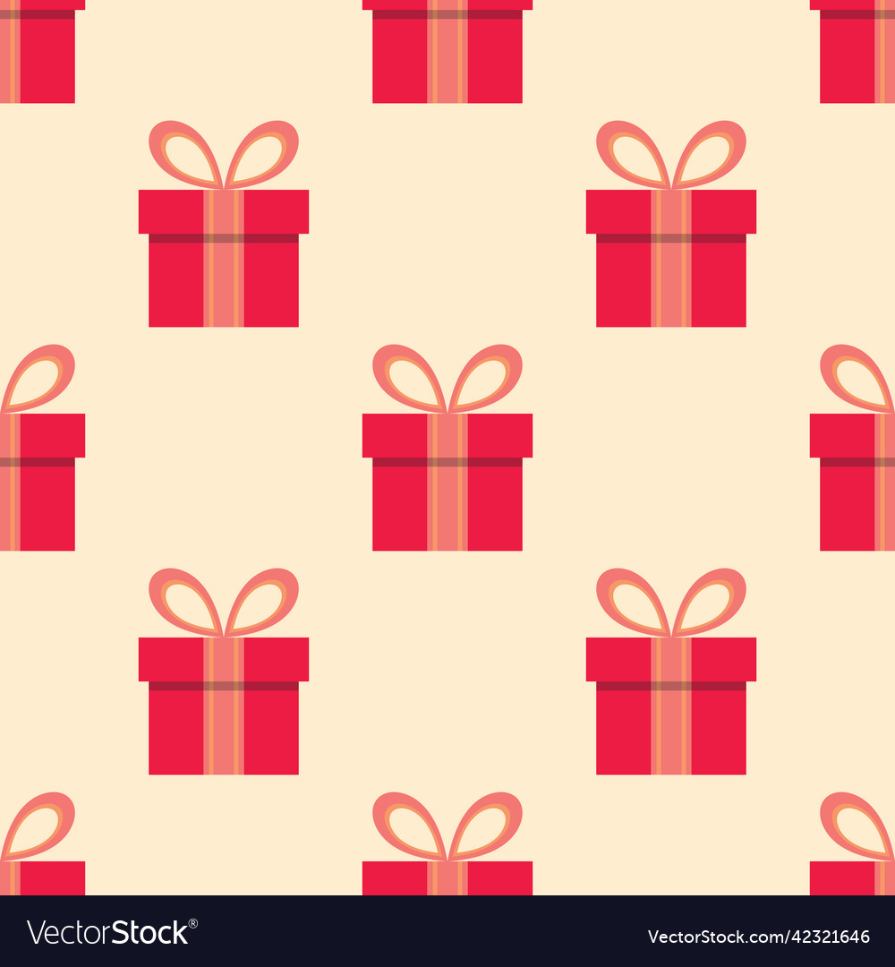 Gift box with ribbon - seamless pattern present Vector Image