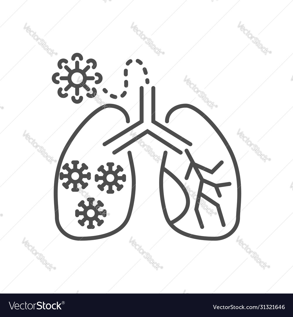 Lungs infection related thin line icon Royalty Free Vector