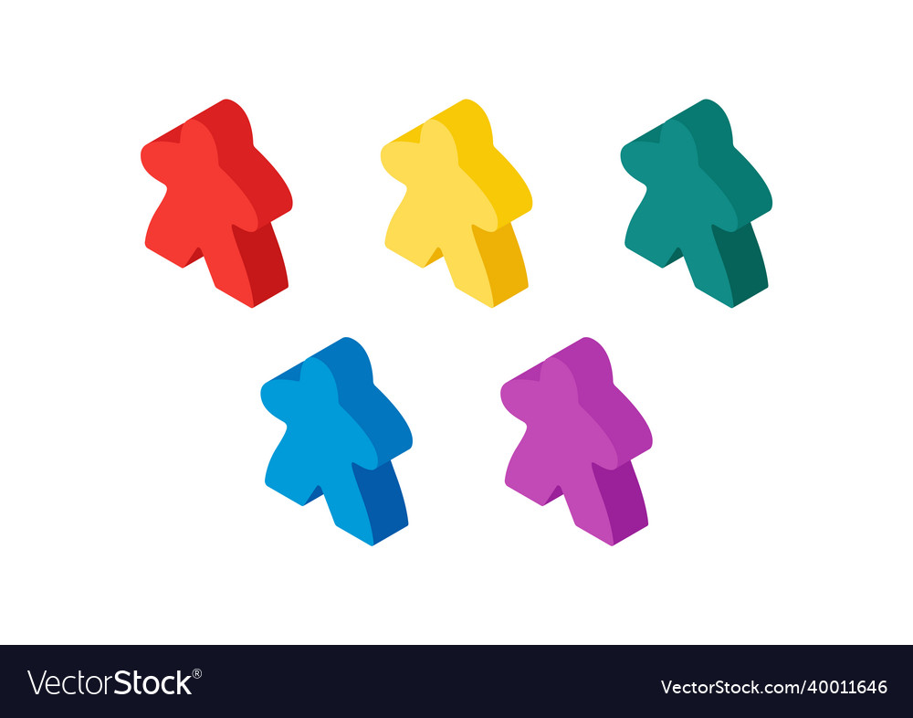 Multicolor meeple isometric vector image Multicolor meeple isometric