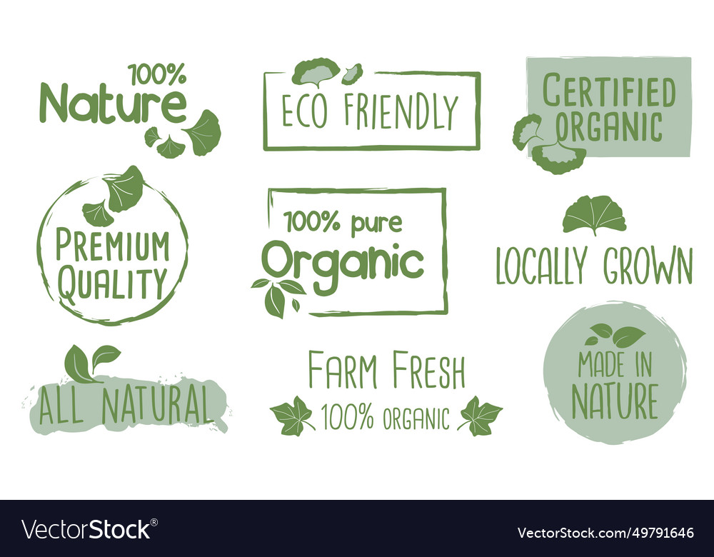 Organic food healthy life and natural labels Vector Image