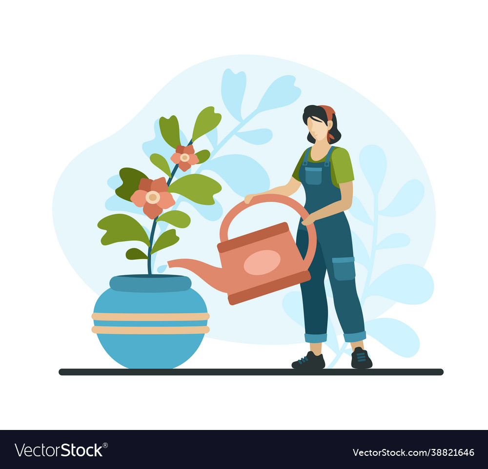 Professional Home Plant Care Female Character Vector Image