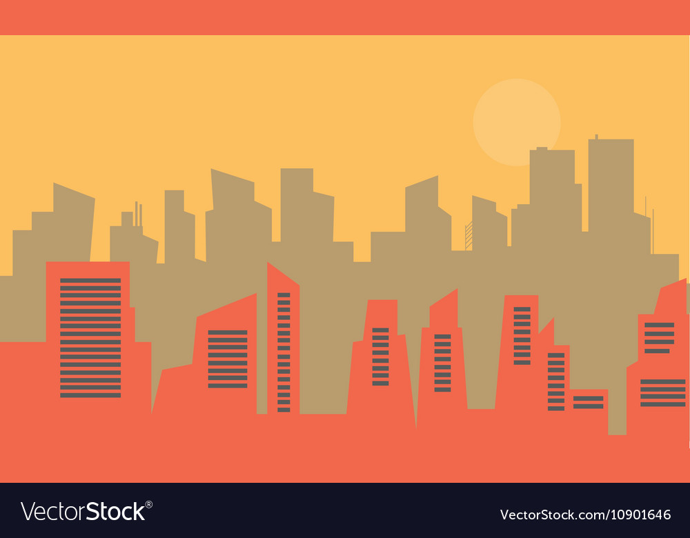 Silhouette of old town flat Royalty Free Vector Image